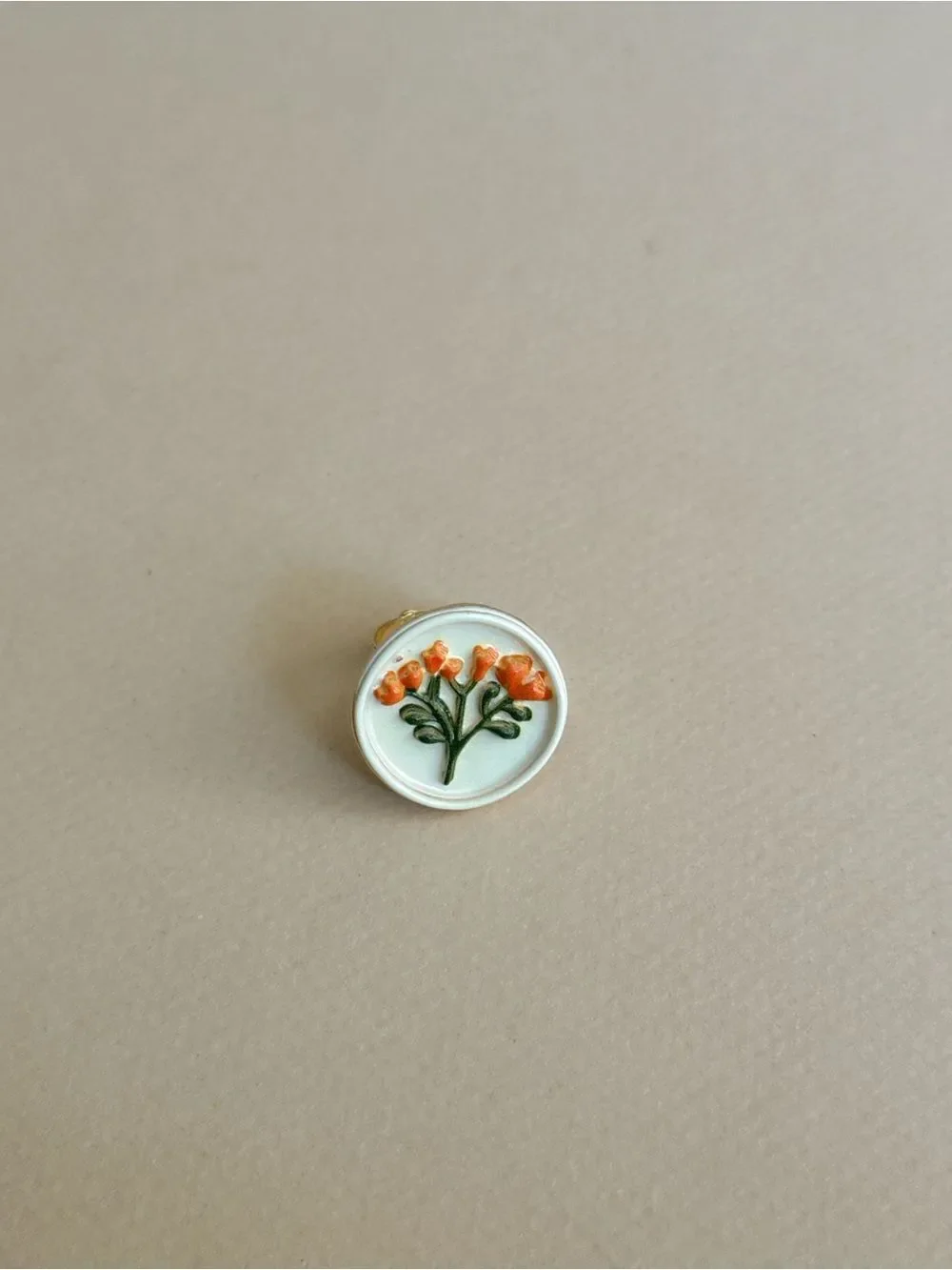 Orange Floral Enamel Ring S1429